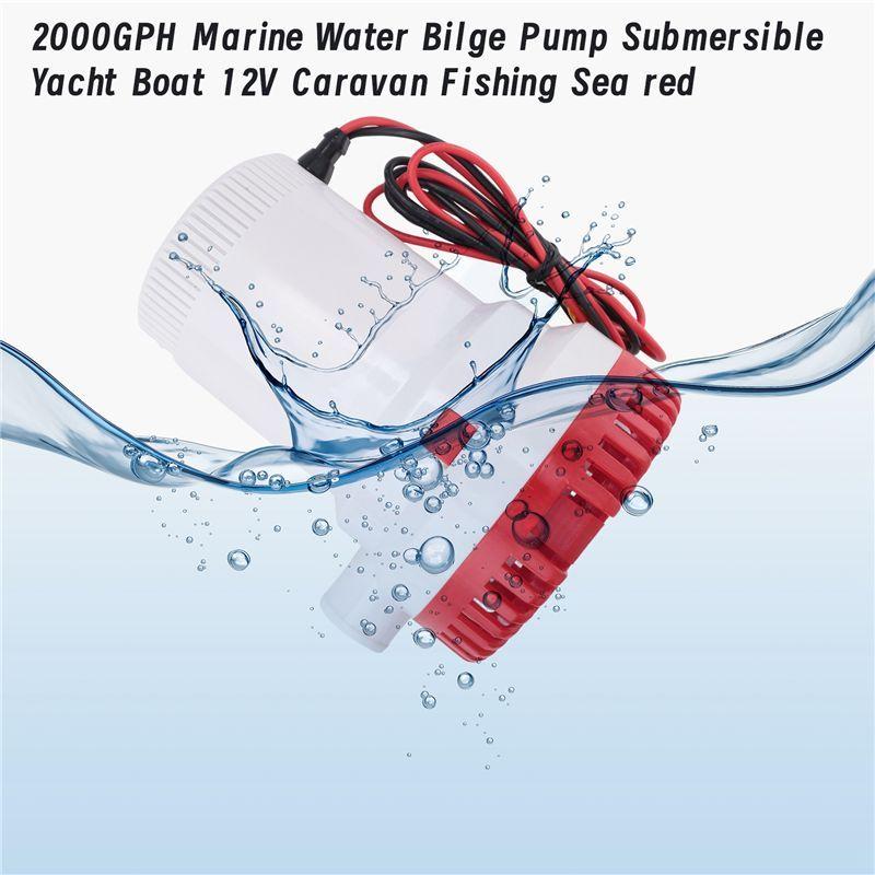 G9-2000GPH Marine Water Bilge Pump Submersible Yacht Boat 12V Caravan Fishing Sea Red