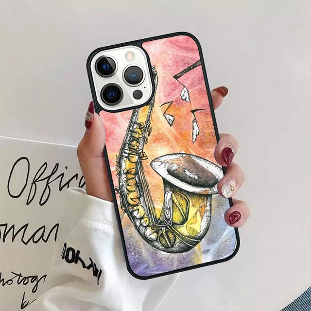 Saxophone Watercolor Art Phone Case Cover For iPhone 17 Air 15 16 14 13 12 Pro Max 11 Pro Max Plus Coque Shell
