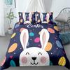 Cartoon 3D Rabbit Printed Bedding Set 2/3pcs Easter Duvet Quilt Cover Pillowcase for Home Bedroom Boho Decor Queen King Size