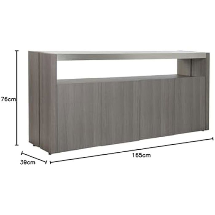 Buffet - DKD HOME DECOR - Standard - Aluminium et chêne - Verre trempé - Gris