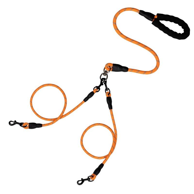 3 in 1 Reflective Multi Dog Leash Soft Foam Handle Anti Tangle Swivel Hook Heavy Duty Rope for Walking 3 Pets Together