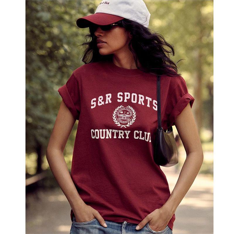 

Women s White & Wine Red Short-Sleeved T-shirt New Arrival Summer Pure Cotton Shoulder Half-Sleeve Burgundy S