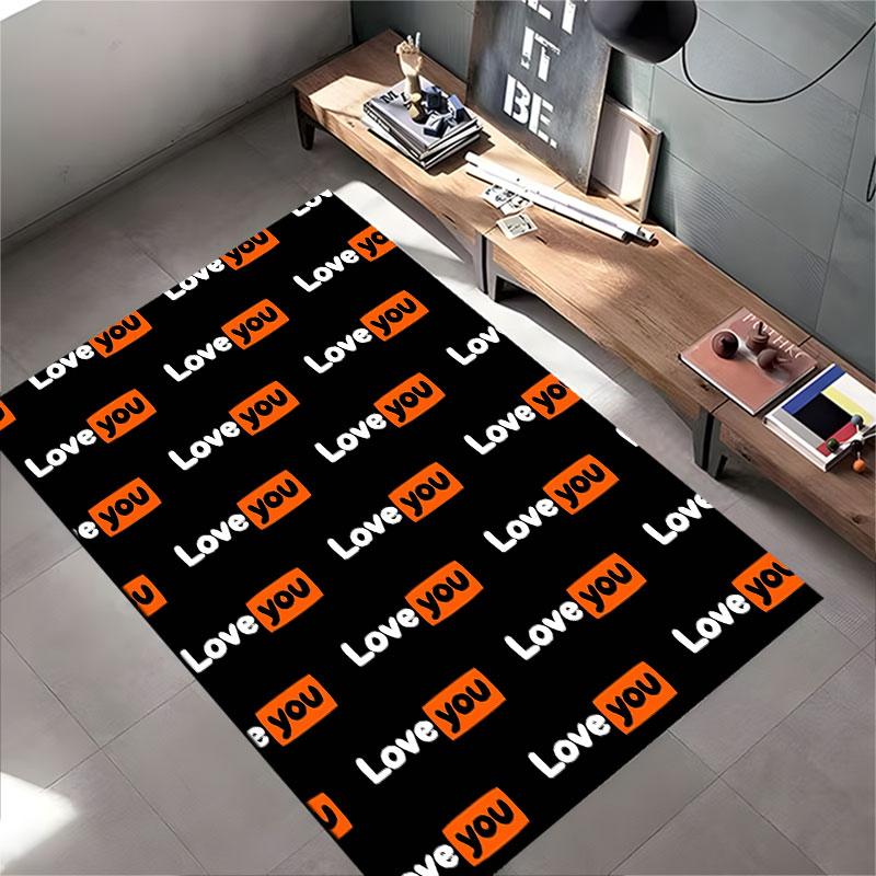 Love You Text Pattern Carpet suitable as a non-slip mat for the living room or bedroom sofa