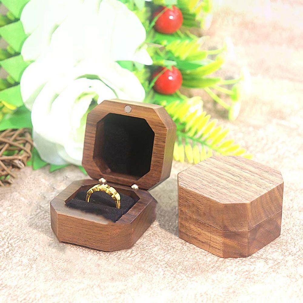Velvet Wood Rings Box Retro Ring Earring Holder Portable Earrings Display Tray  Valentines Day