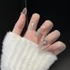 Handmade Medium-Length Cat Eye Press-On Nails with Rhinestones - Super Sparkly, Elegant, and Skin-Brightening 2025 Autumn/Winter Bestseller.