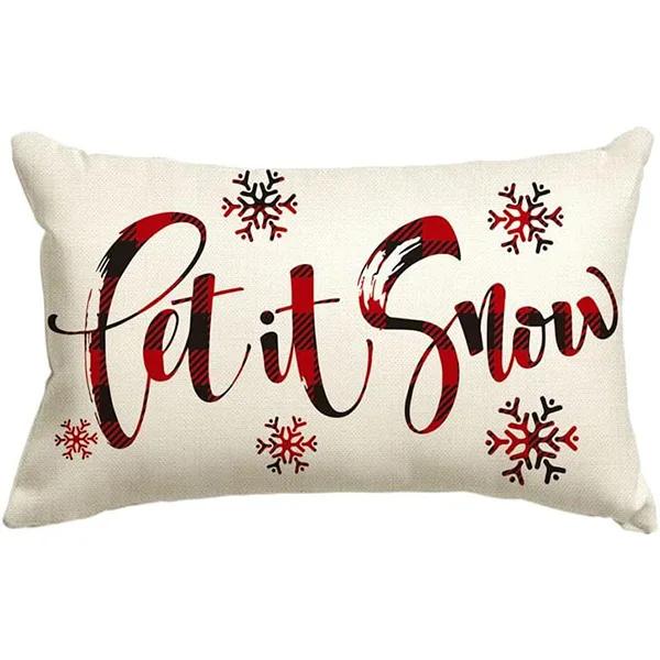 New Christmas Style Simple Letter Double-sided Printed Linen Pillow for Home Decoration, Sofa Waist Pillowcase