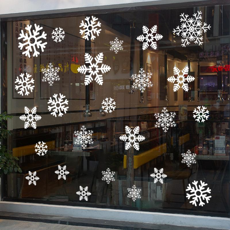 White Snowflake Christmas Atmosphere Decorations, Electrostatic Stickers, Glass Window Display Scenes