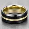 Trendige 8mm Herren Edelstahlringe Schwarz Gebürstet Goldfarben Rille Abgeschrägte Kante Verlobungsring Herren Hochzeitsschmuck