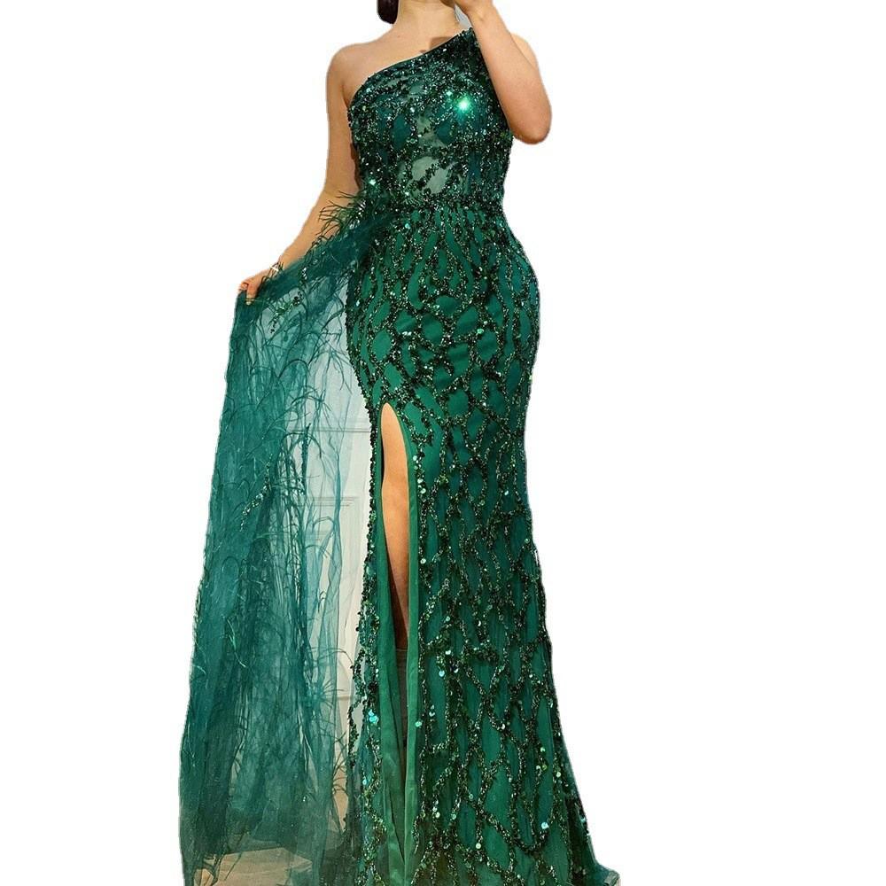 2026 Solid Color Sequin Sleeveless Slim Evening Dress