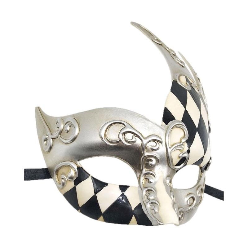 Masquerade Mask Mardi Gras Mask Venetians Mask Plaids Half Face Mask for Halloween Ball Cosplay Performances Props