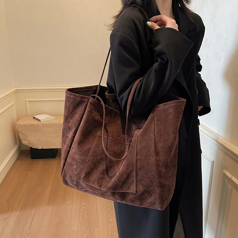 Women's Retro Mallard Velvet Tote Shoulder Bag - New Autumn Winter Fashion Large Capacity Relaxed Underarm Bag
