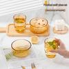 Gaotaibai Yingxue 4-teiliges Speiseservice aus bernsteinfarbenem Glas