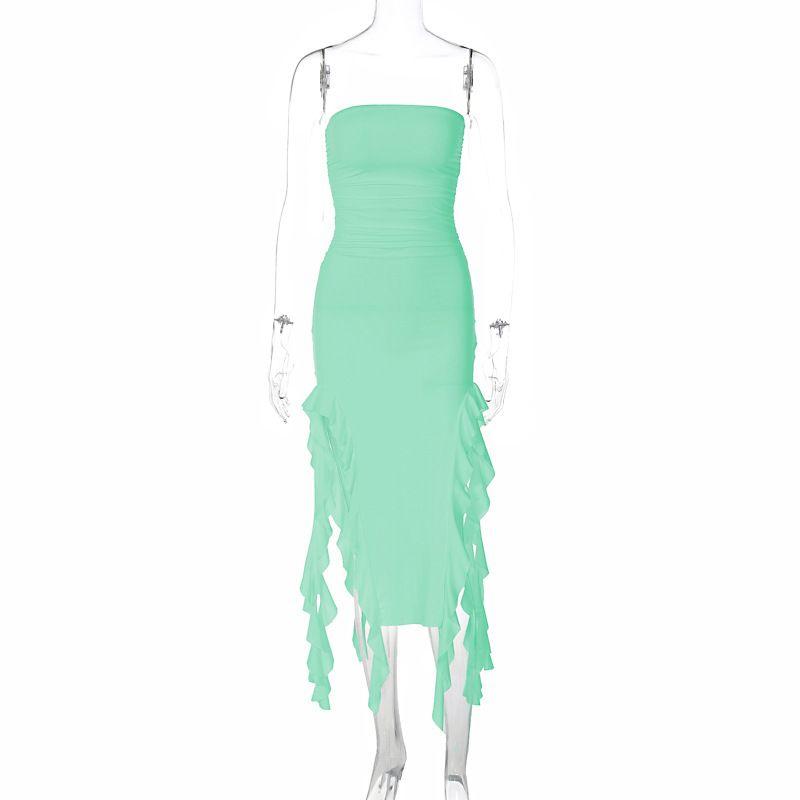 Fashion Style Women's Clothing 2024 Summer New Fashion Sexy Stylish Wrapped Chest Irregular Dress