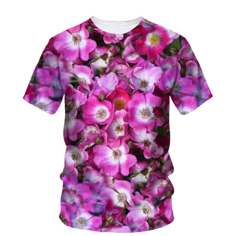 Flower Floral T-Shirts Plant Graphic 3D Print Men Women Beach Short Sleeve T Shirt Oversized Harajuku Tees Tops Kids Clothing