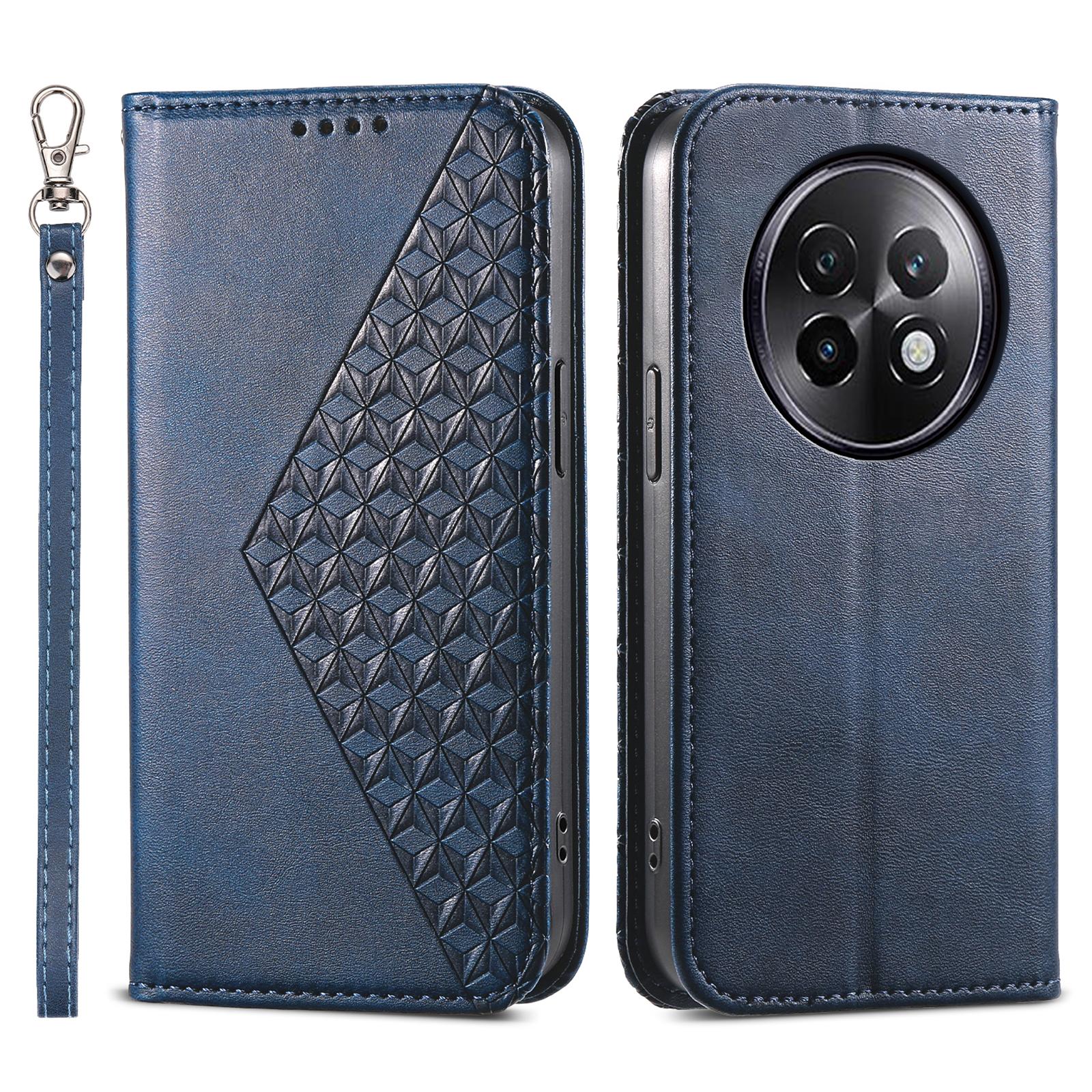 

Для Realme 13+ 5G Чехол из ПУ кожи с текстурой теленка Чехол для телефона с кошельком Blue