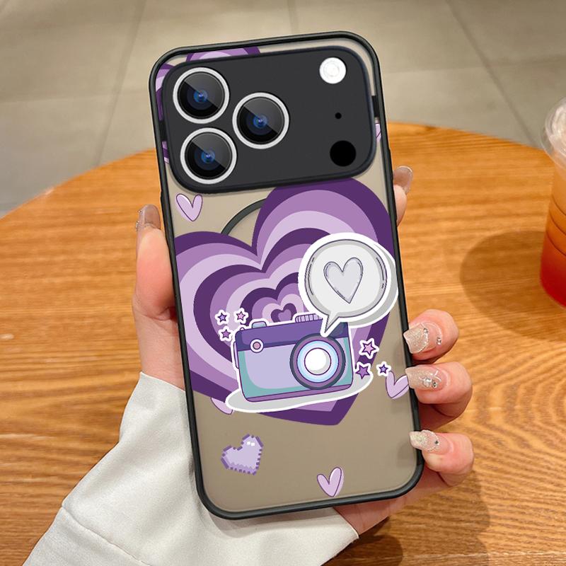Love Hearts Print Case For iPhone 17 Pro Max Case iPhone 16 15 14 13 Pro Max 17E Magnetic For Magsafe Thin Ring Hybrid TPU+PC Matte Cover