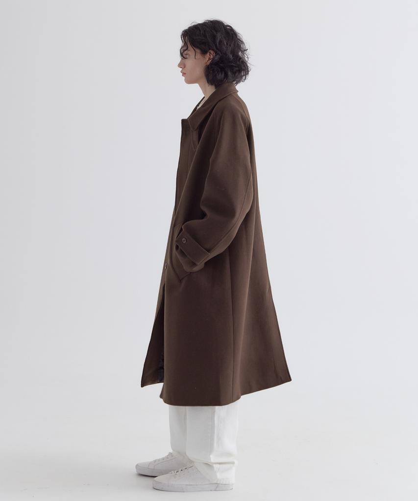 Ezio Wool Blend Balmacan Coat_Brown
