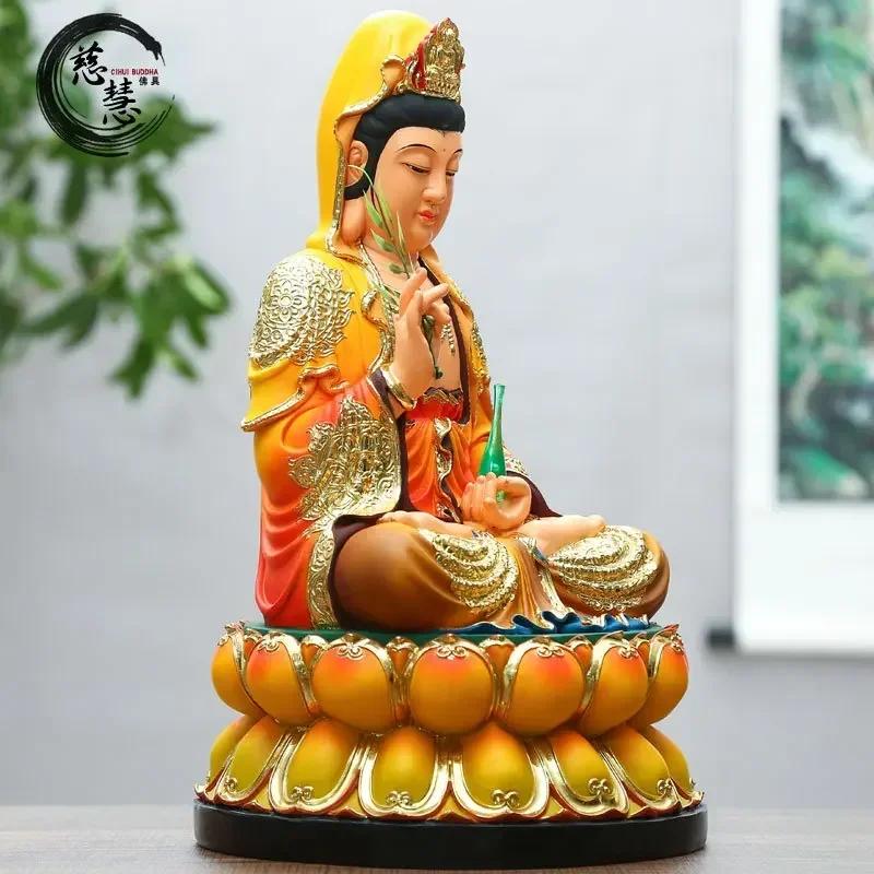 12 inch resin Buddha statue, 30cm colorful Guanyin statue decoration, praying and offering in the Buddha hall