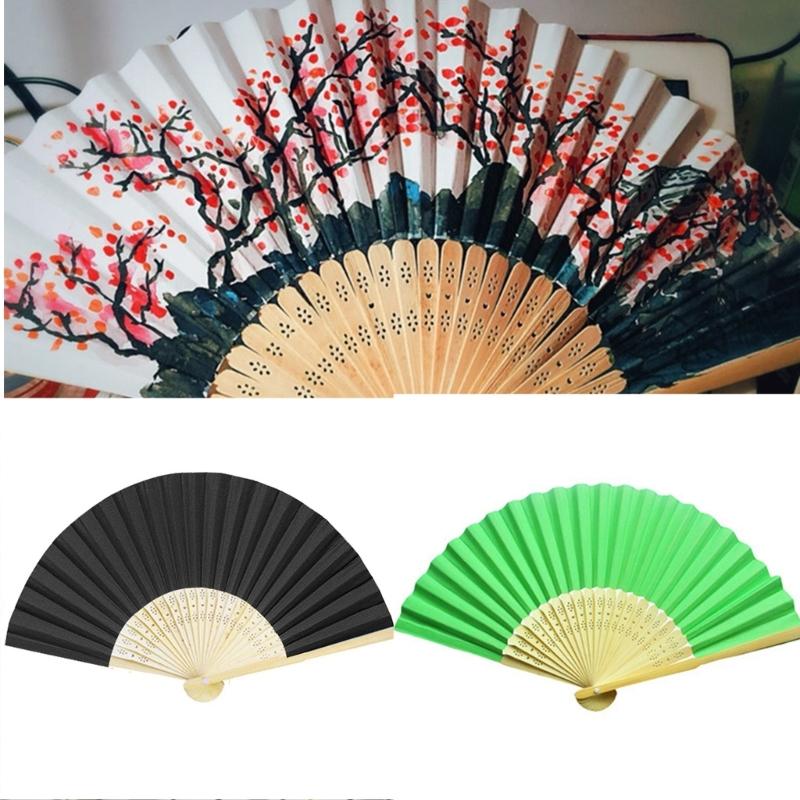 5lots Paper Bamboo Folding Fan Creative Expression Fan for Kids Artistic Expression and Imagination