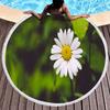 Floral Daisy Round Beach Towel,Microfiber Beach Blanket Sand Free Quick Dry Swim Pool Bath Circle Towel with Tassel for Teen Men