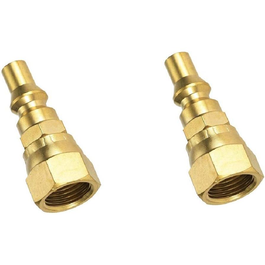 

2Pcs Brass RV Propane Quick Connect Fitting 1/4 inch Quick Connect Plug to 3/8 Female for Grill Heater Appliance