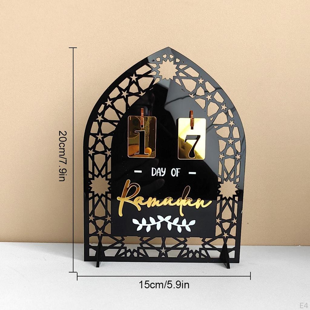 Acrylic Eid Ramadan Advent Calendar 20x15cm Traditional Arab Crafts Desktop Ornament for Family