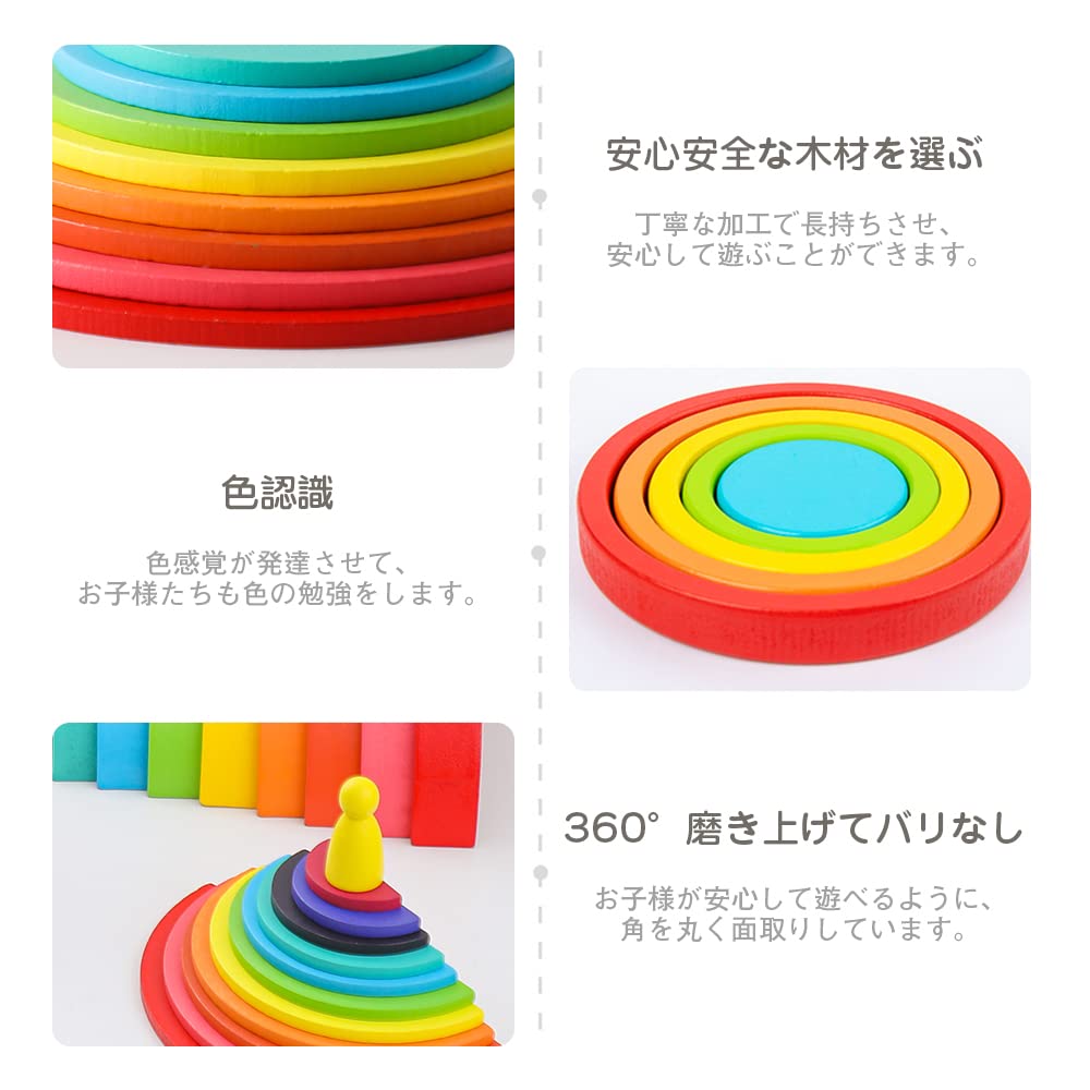 Ígérete baba szivárvány szivárvány alagút fajáték építőkockák oktatási játék kerek háromszög négyzet téglalap ív fa baba halmozott rejtvény