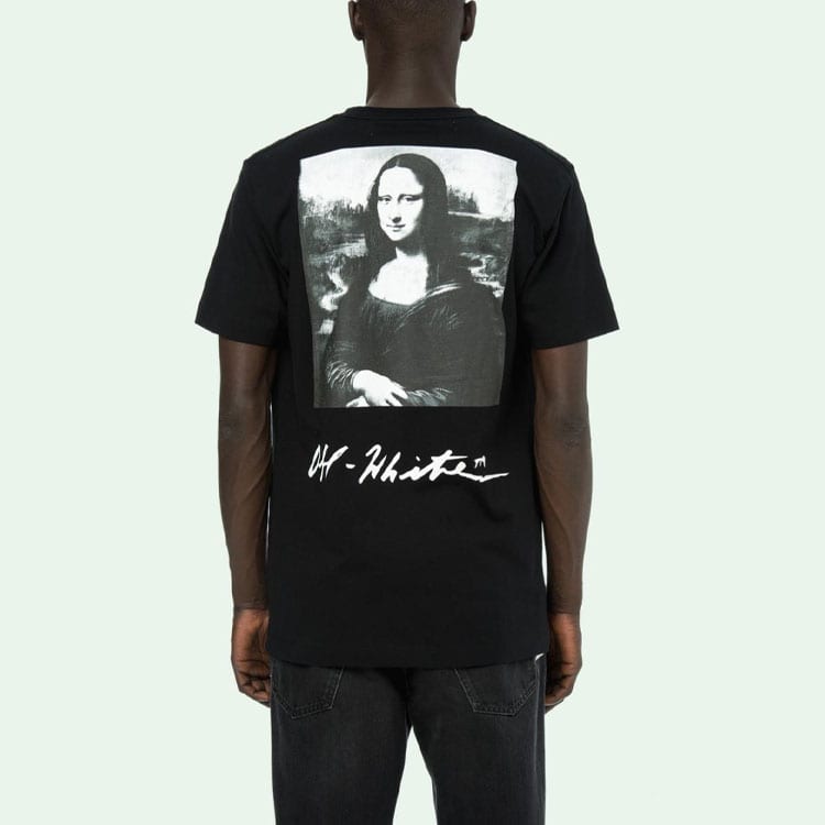 OFF WHITE Oversize'owa koszulka z nadrukiem graficznym Monalisa OMAA027S191850051020