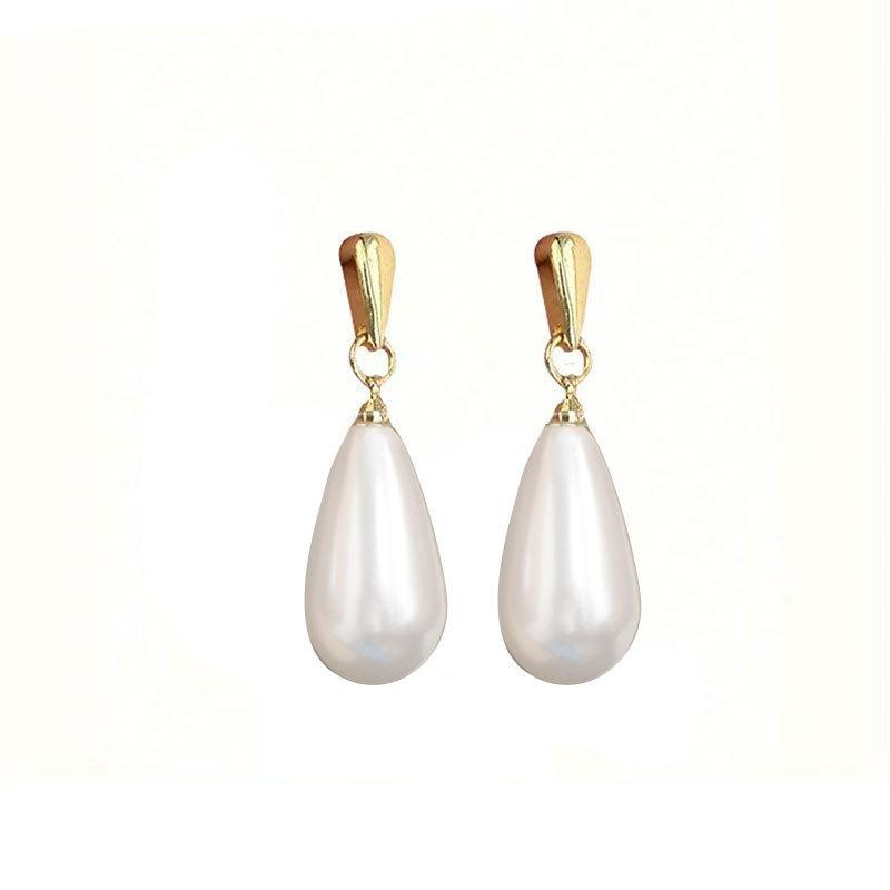 Sweet Imitation Pearl Water Drop Earrings for Woman European and American Statement Metal Gold Color Earring Jewelry