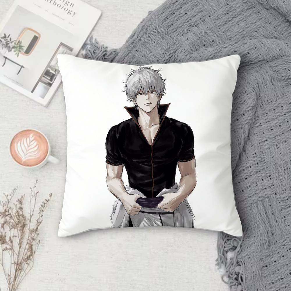GGintama Anime  Doublesided Printed Square Pillow Cover Decorative Cushion Cover for Sofa Bedroom Bedside