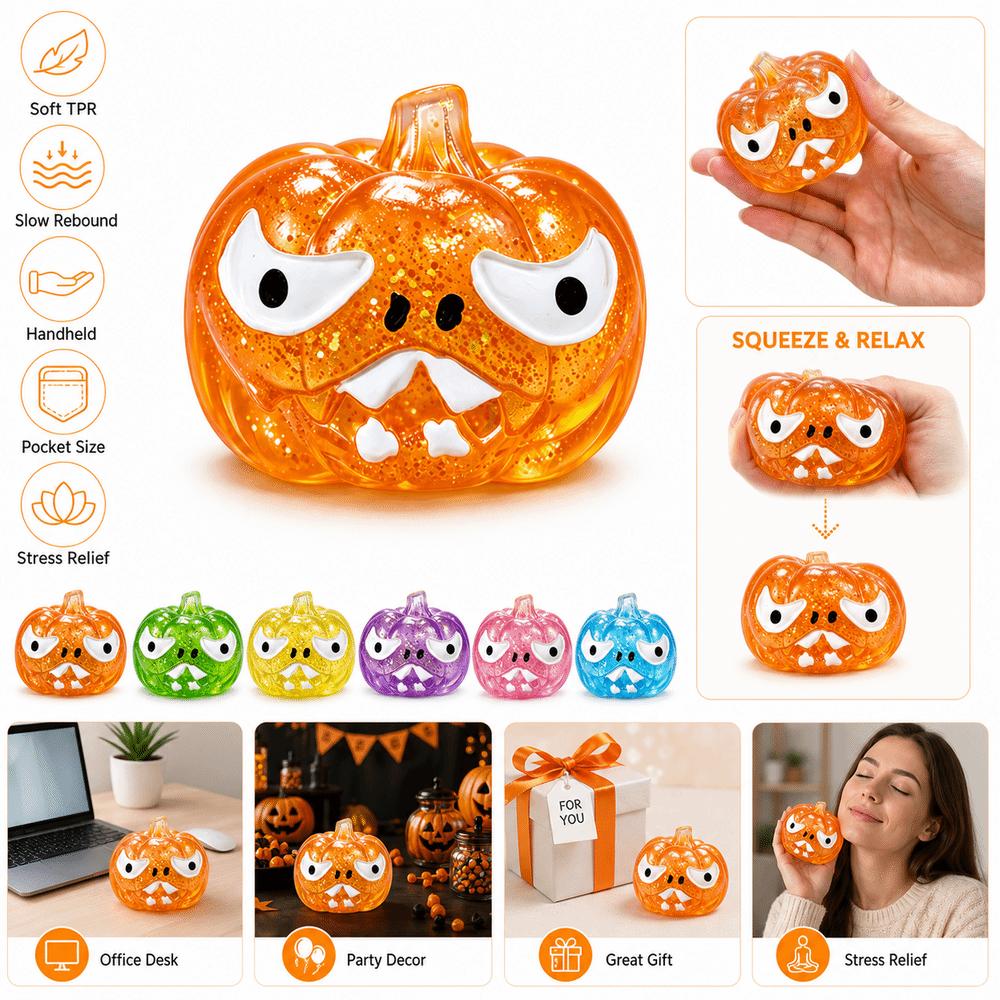 TPR Halloween Dumplings Squeeze Toy Devil Pumpkin Stress Relief Sensory Ball Stress Relief