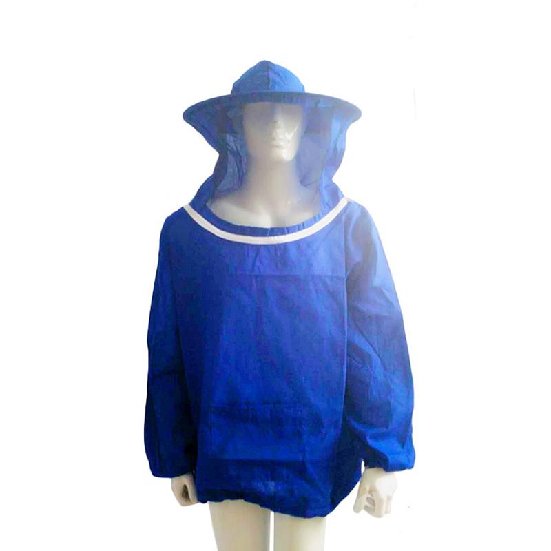 1Pcs Beekeeper Protective Jacket Smock Suit Beekeeping Sleeve Beekeeper Breathable Clothes Clothing Veil Dress With Hat Suit синий