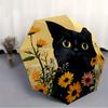 1pc Black Cat Floral Print Automatic Open/close Folding Umbrella, Compact Portable Travel Umbrella, Perfect Birthday/Christmas, Cute Umbrell
