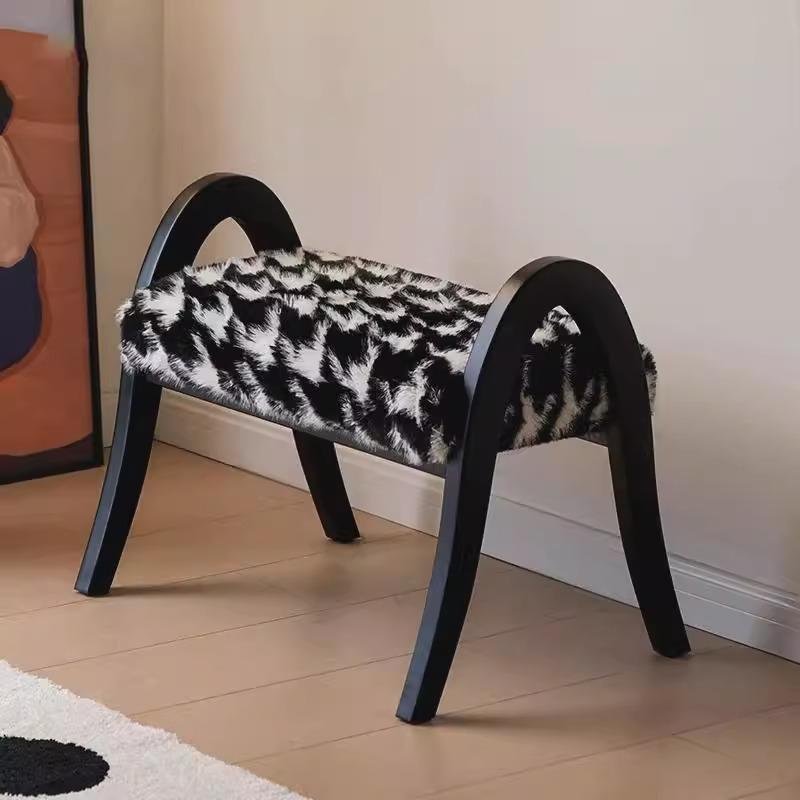 Винтажная скамья для обуви из массива дерева  Французский ретро-пуфик  Устойчивое сиденье-прикроватная тумбочка  Противоскользящий туалетный столик с ручкой