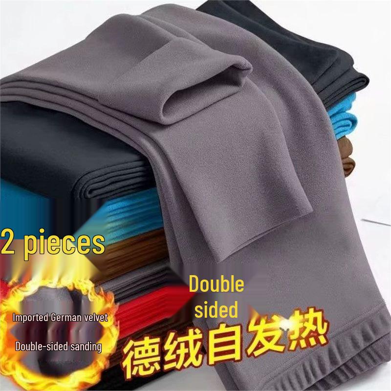 Men's Thermal Fleece Base Layer Trousers with Knee Pads - Warm Plus Fleece Autumn/Winter German Wool Trousers