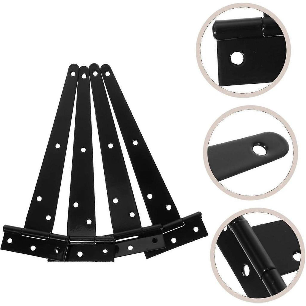 4pcs 8 Inches Door Hinges T Shape Furniture Hinges Heavy Duty Door Hinge Black