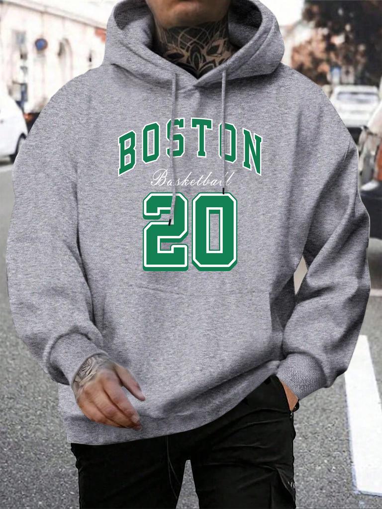 Boston City Print Herren Hoodie Harajuku Lockerer Pullover Mode Fleece Warmer Hoodie Mann Vintage Herbst Rundhals Oberteil