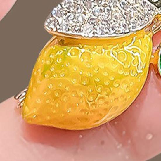 Women Brooch Sparkling Rhinestones Small Lemon Shape Lapel Pin Suits Coats Bags Scarves Badge Versatile Accessory