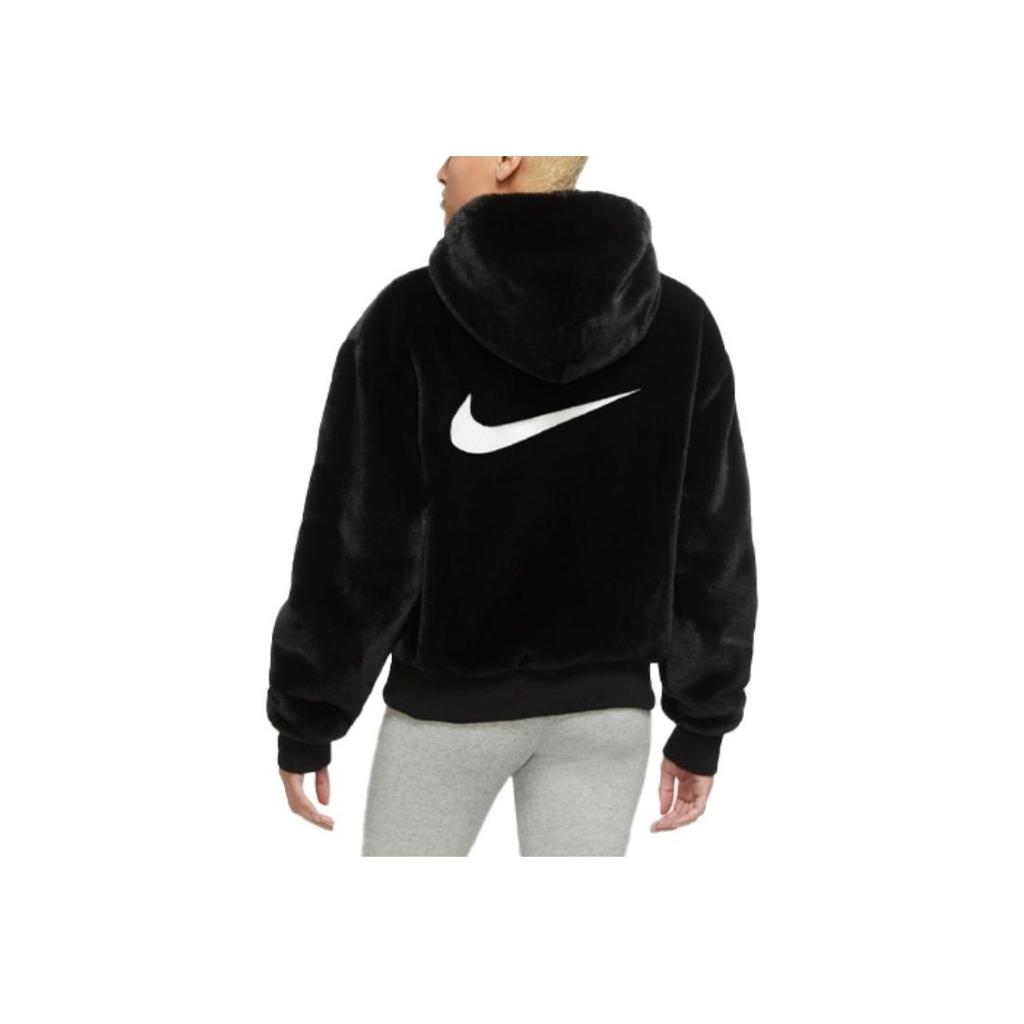 Nike Womens Sportswear Essential Faux Fur Jacket (Asia Sizing) Black Women Streetwear DD5117-010