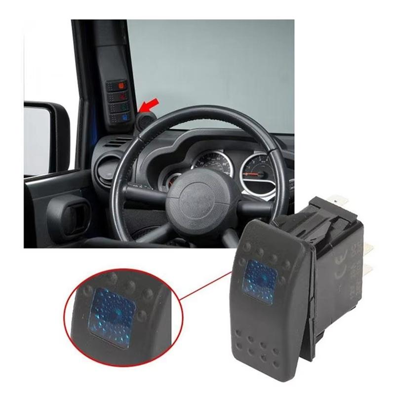 T38C-A Pillar Switch Panel Kit With 4 LED Boat Rocker Switch For Jeep Wrangler JK JKU 2011-2017 Left-Hand Drive