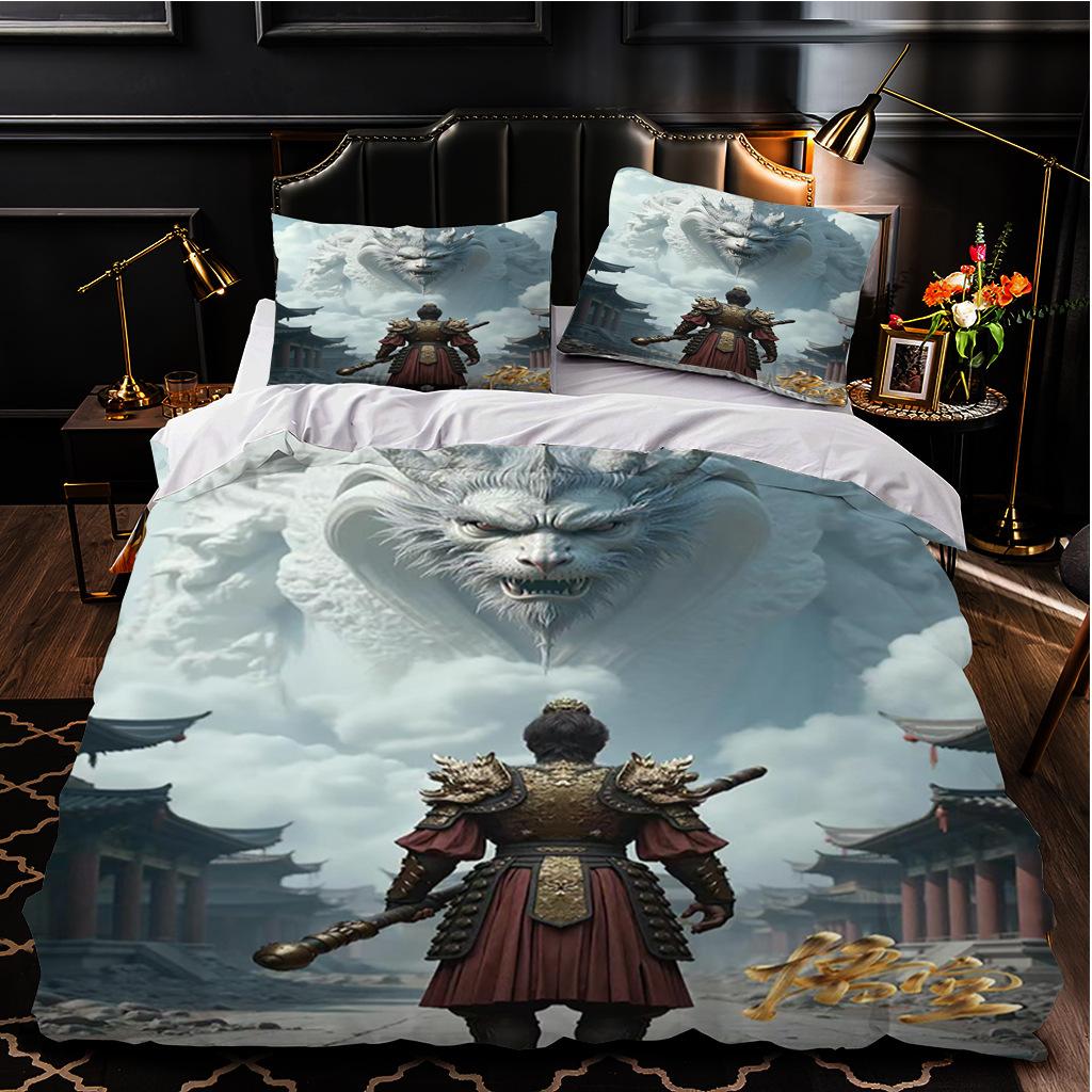 Black Myth Wukong Series Bedding Three-Piece Home Textile 3D Digital Printing