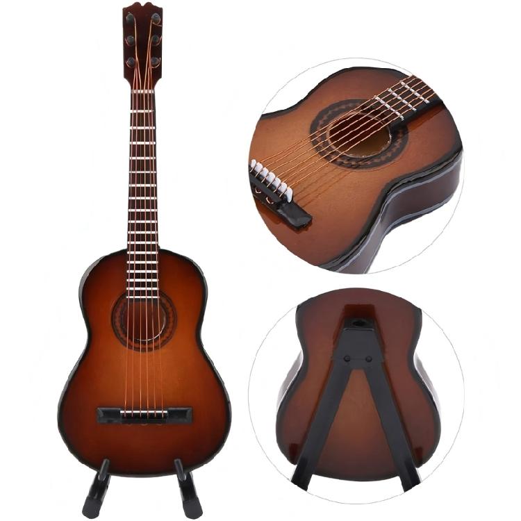 2PCS Small Wood Guitar Model Intricately Designed Collectors Item Guitar Display Ornament for Musicians and Gift Giving