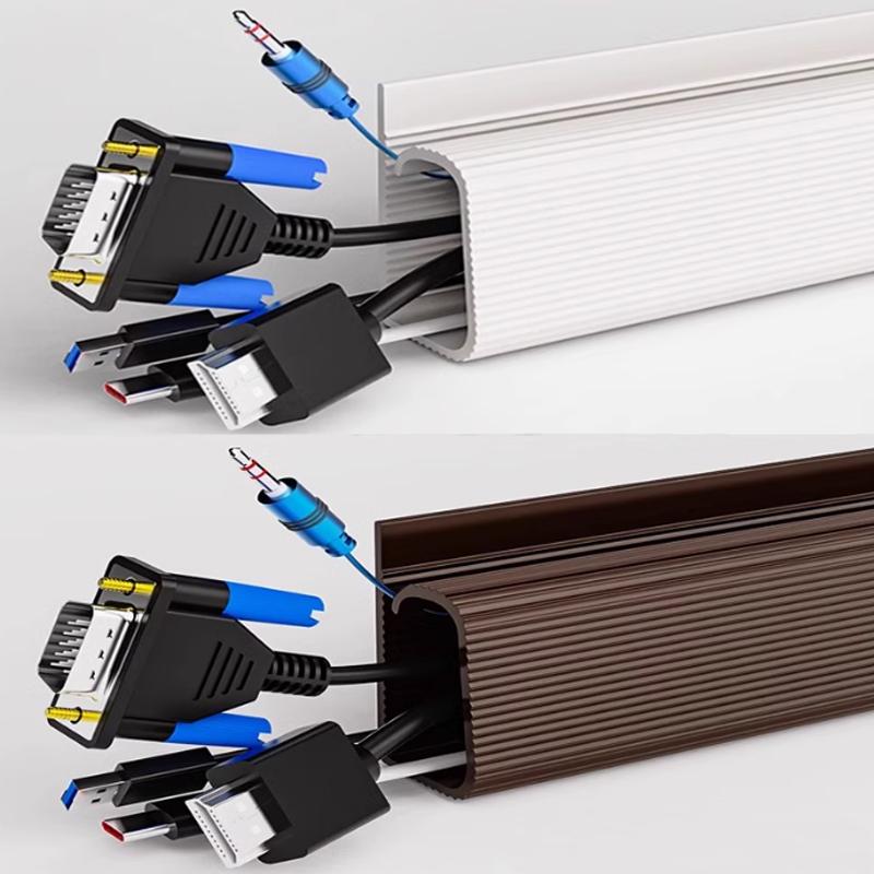 1pc 40cm/15.74in Self-Adhesive Cord Cable Organizer Table Wire Trough Cord Cover Channel Cabled Raceway
