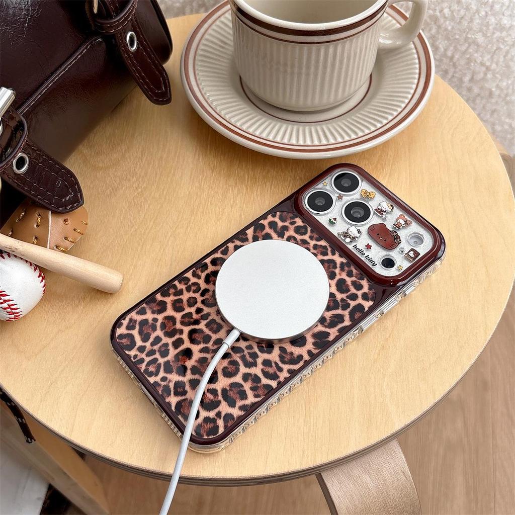 Leopard Print KT Cat iPhone 15 Case - Drop-Proof, Fits Apple 17/16 PROMAX