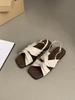 Female Summer Wear New French Retro Fairy Wind Vacation Seaside Soft Flat Beach Shoes Roman Sandals