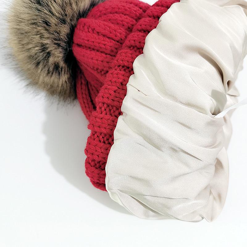 Women's Silky Elastic Satin Knit Hat: European & American Style, Warm and Loose Wool Design