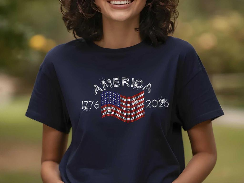 Women's 250th Anniversary Independence Day Digital Print T-shirt – Short Sleeve, Casual European & American Style