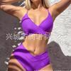 sexy split swimsuits women's small breasts gather cross suspenders high waist bikini swimsuit batch
