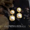 Medieval French Retro Geometric Pearl Earrings Light Luxury Court Temperament Earrings Women