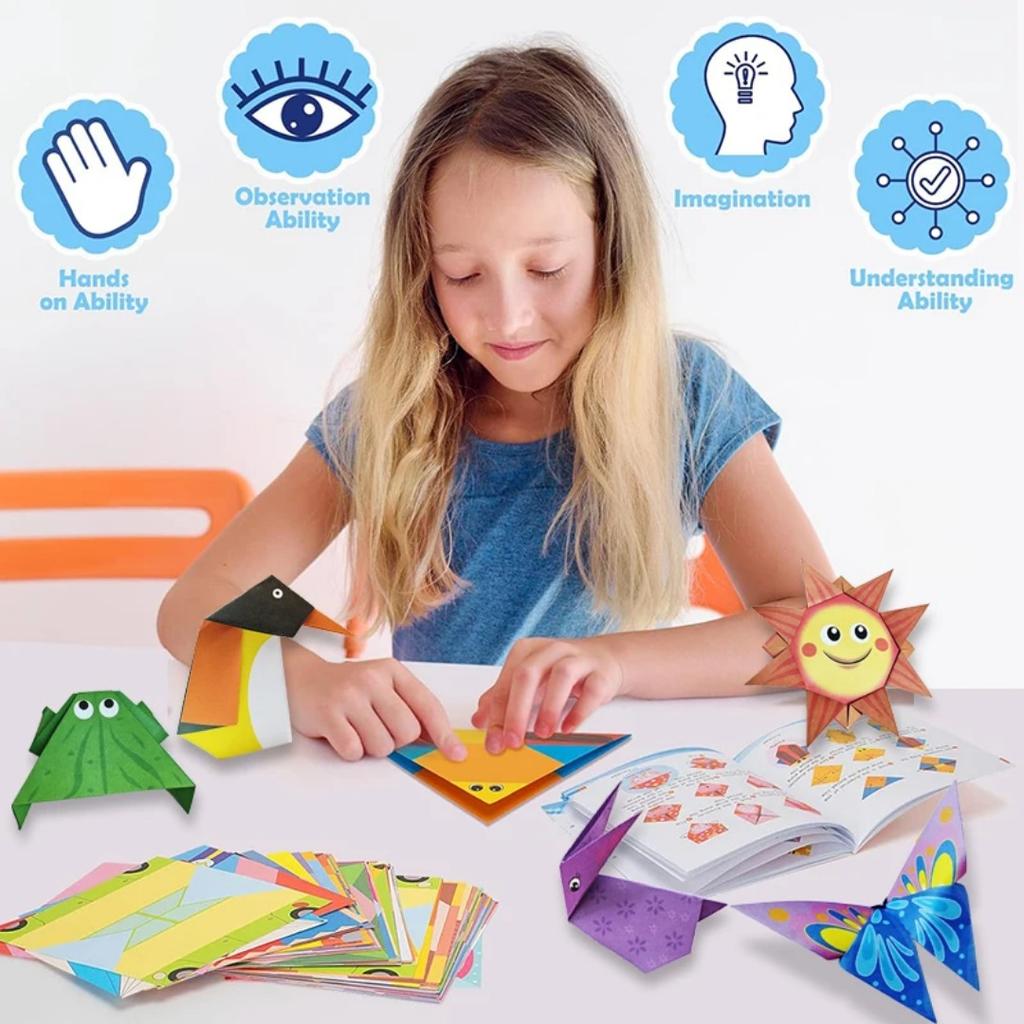 Origami Kit 30 Sheets Origami Paper Craft Guiding Book DIY Art Craft Projects Supplies for Beginners Children Kids Boys Girls